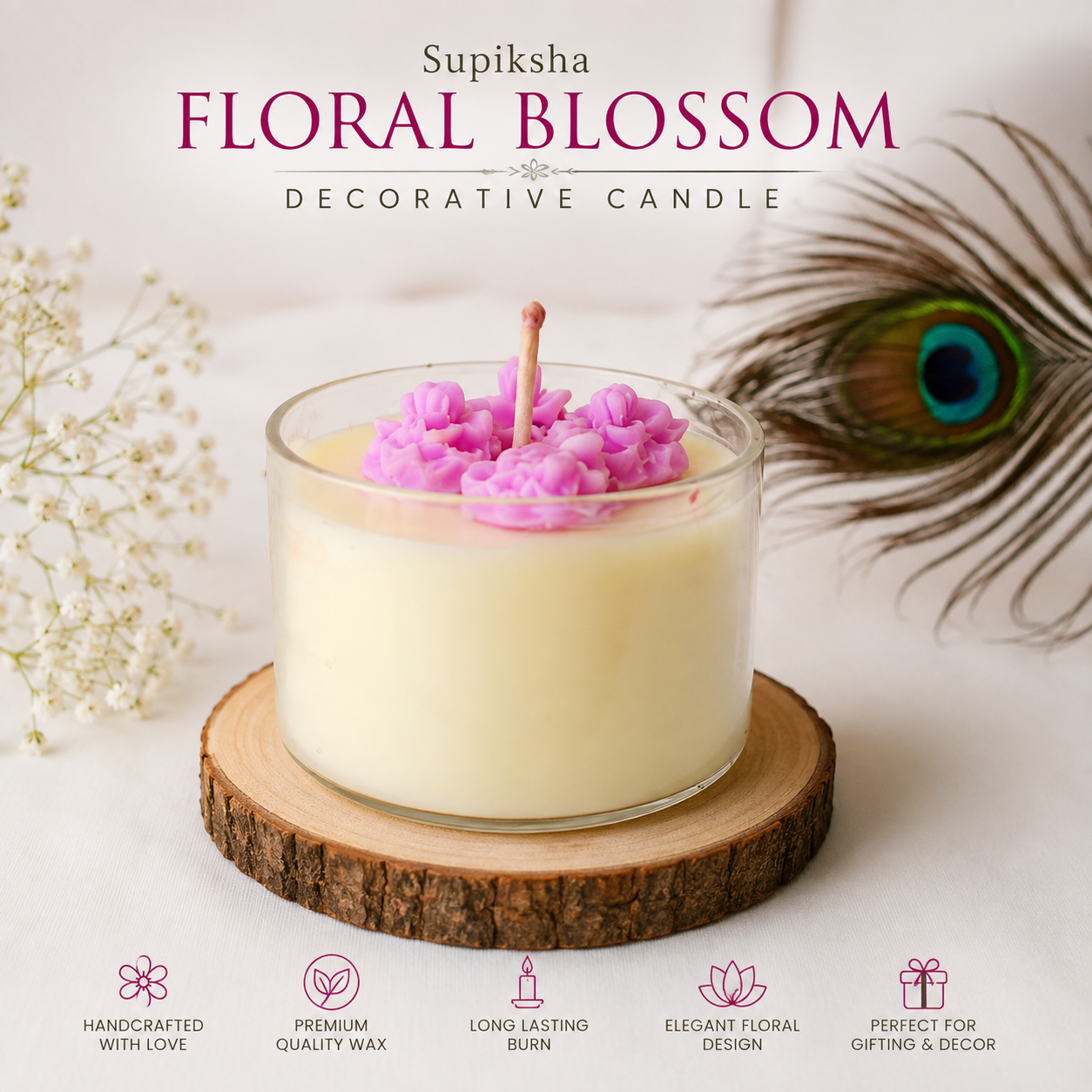 Supiksha Floral Blossom Decorative Jar Candle
